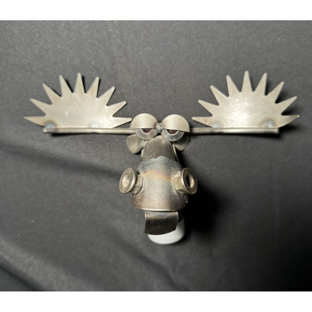 Moose Elk Deer Welded Steel Metal Art Wine Bottle Holder Topper Home Bar